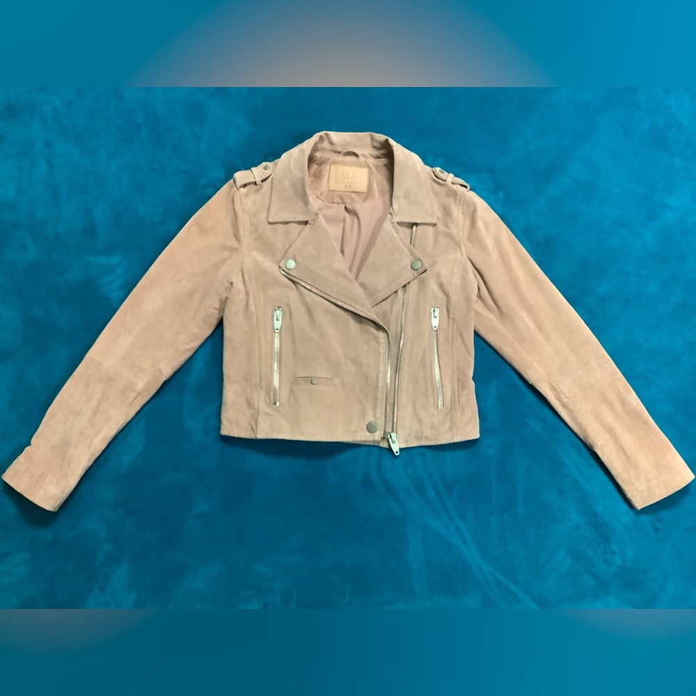 SL8 Suede Crop Moto Biker Jacket